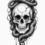 A trash polka composition of the dark mark: a… — эскиз тату (№1750679699_0, 23.06.2025 11:54) — Tatufoto.com
