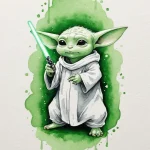 16. watercolor sketch of grogu using the forc… — эскиз тату (№1750680493_0, 23.06.2025 12:08) — Tatufoto.com