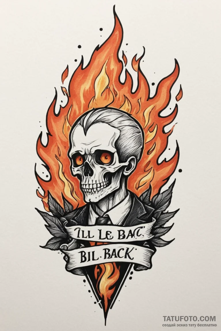 A neo-traditional tattoo of the "i'll be back... - эскиз тату (№1750680572_0, 23.06.2025 12:09) — Tatufoto.com