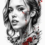 Jessica alba широко открыла рот — трэш-полька, чёрно-белая — эскиз тату (№1750680716_0, 23.06.2025 12:11) — Tatufoto.com