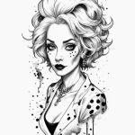 A trash polka tattoo of cruella de vil, with… — эскиз тату (№1750681370_0, 23.06.2025 12:22) — Tatufoto.com