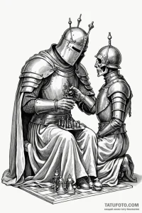 A sketch of the seventh seal, the knight play... - эскиз тату (№1750681445_1, 23.06.2025 12:24) — Tatufoto.com