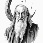 A sketch of professor dumbledore, with his ha… — эскиз тату (№1750681520_0, 23.06.2025 12:25) — Tatufoto.com