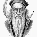 A sketch of professor dumbledore, with his ha… — эскиз тату (№1750681520_1, 23.06.2025 12:25) — Tatufoto.com