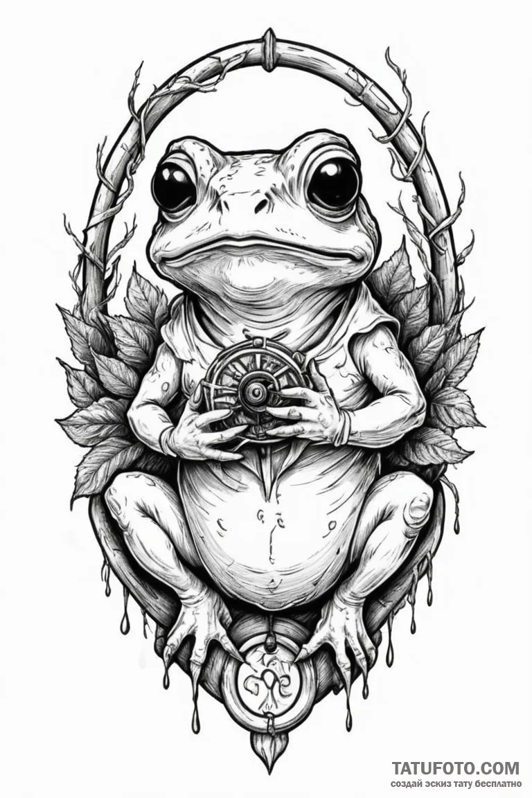 A neo-traditional tattoo of the toad from pan... - эскиз тату (№1750682139_0, 23.06.2025 12:35) — Tatufoto.com