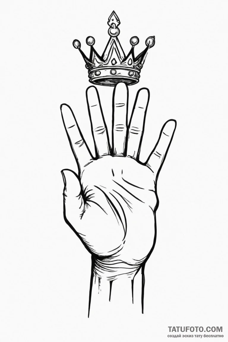 A minimalist tattoo of the hand of the king p... - эскиз тату (№1750682216_0, 23.06.2025 12:36) — Tatufoto.com