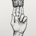 A minimalist tattoo of the hand of the king p… — эскиз тату (№1750682216_1, 23.06.2025 12:36) — Tatufoto.com