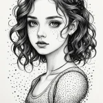 очень мрачная девочка — дотворк — эскиз тату (№1750682249_0, 23.06.2025 12:37) — Tatufoto.com