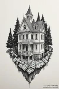 бумажный дом (money heist / la casa de papel) - эскиз тату (№1750682866_1, 23.06.2025 12:47) — Tatufoto.com