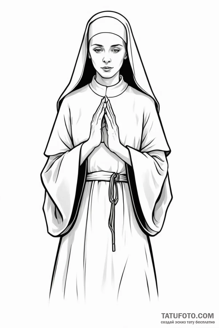 Nun - эскиз тату (№1750683278_0, 23.06.2025 12:54) — Tatufoto.com