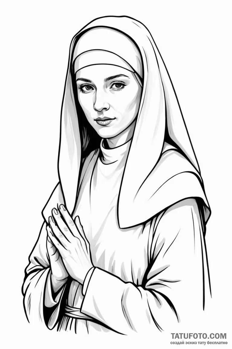 Nun - эскиз тату (№1750683278_1, 23.06.2025 12:54) — Tatufoto.com