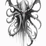A sketch of the mind flayer, a giant, shadowy… — эскиз тату (№1750683355_0, 23.06.2025 12:55) — Tatufoto.com
