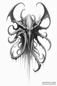 A sketch of the mind flayer, a giant, shadowy... - эскиз тату (№1750683355_0, 23.06.2025 12:55) — Tatufoto.com