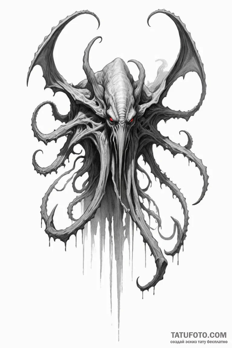 A sketch of the mind flayer, a giant, shadowy... - эскиз тату (№1750683355_0, 23.06.2025 12:55) — Tatufoto.com