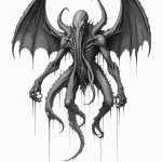 A sketch of the mind flayer, a giant, shadowy… — эскиз тату (№1750683355_1, 23.06.2025 12:55) — Tatufoto.com