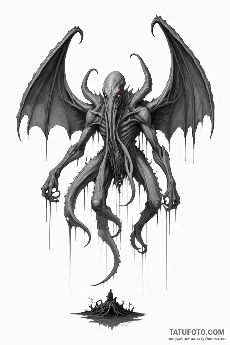 A sketch of the mind flayer, a giant, shadowy... - эскиз тату (№1750683355_1, 23.06.2025 12:55) — Tatufoto.com