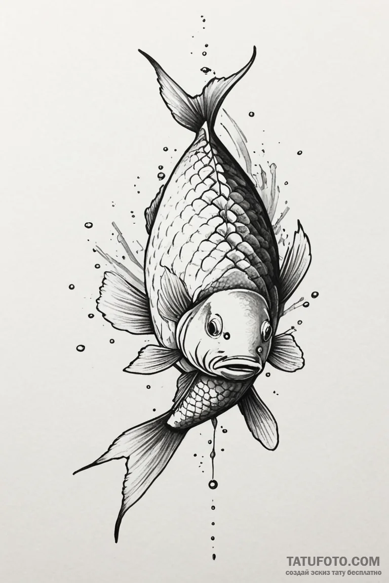 Crucian carp - эскиз тату (№1750683737_0, 23.06.2025 13:02) — Tatufoto.com