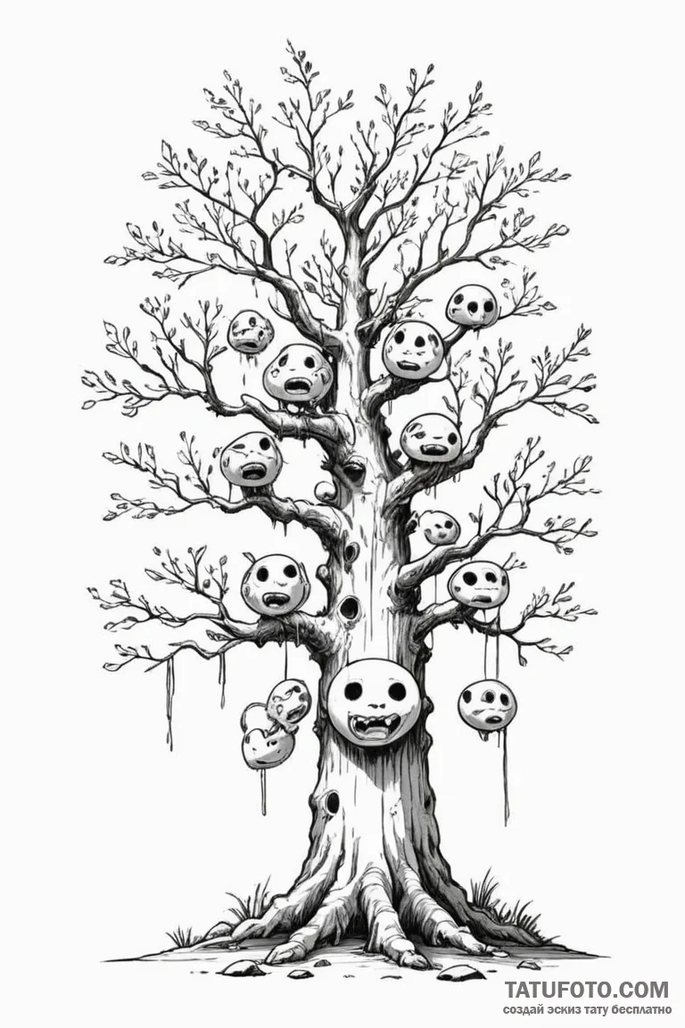 A sketch of the kodama (tree spirits) from pr... - эскиз тату (№1750683827_0, 23.06.2025 13:03) — Tatufoto.com