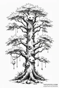 A sketch of the kodama (tree spirits) from pr... - эскиз тату (№1750683827_1, 23.06.2025 13:03) — Tatufoto.com