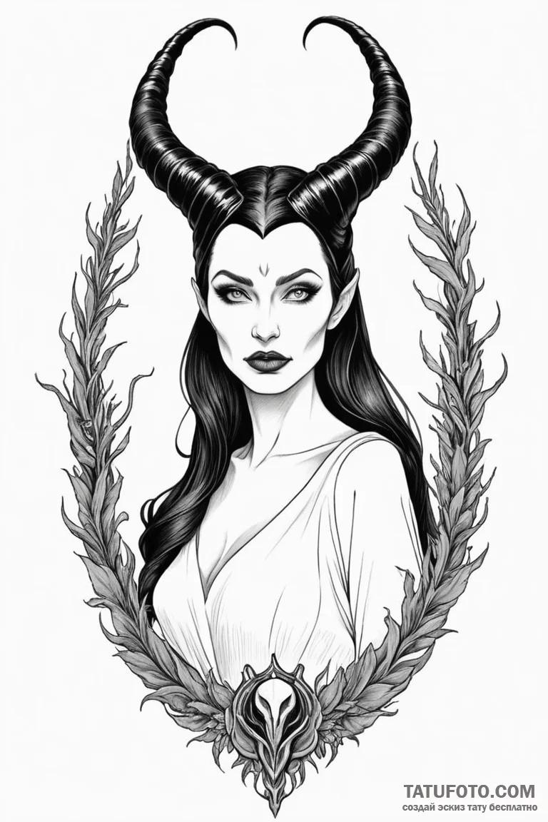 A neo-traditional portrait of maleficent from... - эскиз тату (№1750686544_0, 23.06.2025 13:49) — Tatufoto.com