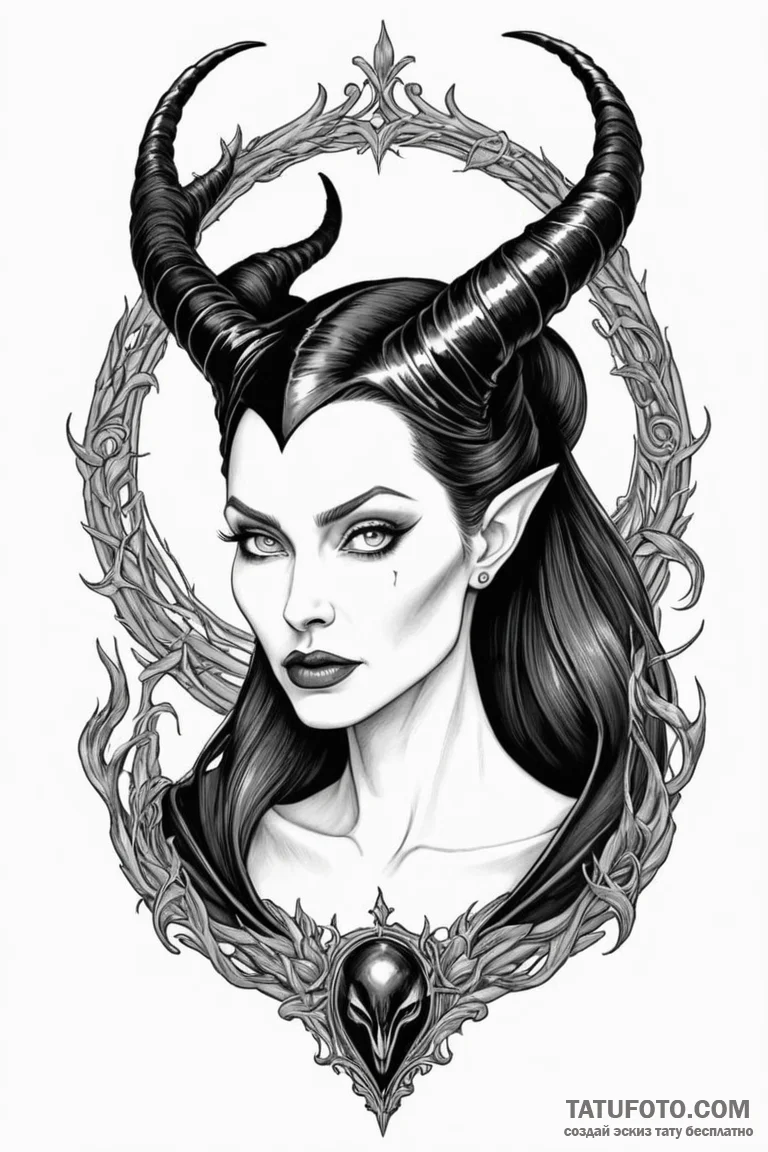 A neo-traditional portrait of maleficent from... - эскиз тату (№1750686544_1, 23.06.2025 13:49) — Tatufoto.com