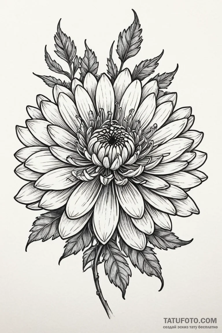 Chrysanthemum - эскиз тату (№1750687191_0, 23.06.2025 13:59) — Tatufoto.com