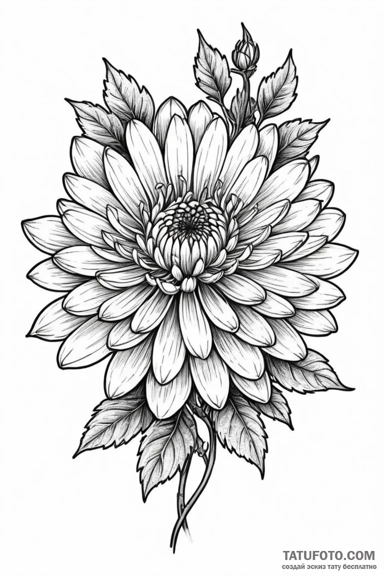 Chrysanthemum - эскиз тату (№1750687191_1, 23.06.2025 13:59) — Tatufoto.com
