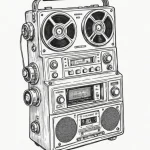 A linework tattoo of a tape recorder, the mai… — эскиз тату (№1750687272_0, 23.06.2025 14:01) — Tatufoto.com