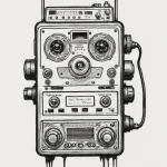 A linework tattoo of a tape recorder, the mai… — эскиз тату (№1750687272_1, 23.06.2025 14:01) — Tatufoto.com