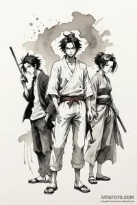 A watercolor sketch of the main characters fr... - эскиз тату (№1750687356_0, 23.06.2025 14:02) — Tatufoto.com