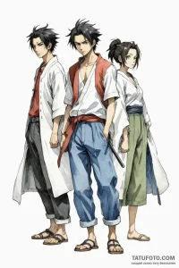 A watercolor sketch of the main characters fr... - эскиз тату (№1750687356_1, 23.06.2025 14:02) — Tatufoto.com