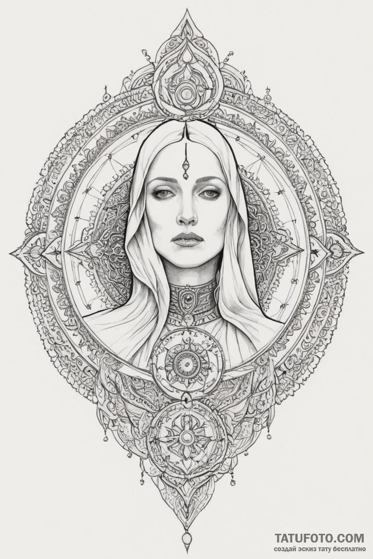 A dotwork mandala of the bene gesserit "fear... - эскиз тату (№1750688360_0, 23.06.2025 14:19) — Tatufoto.com