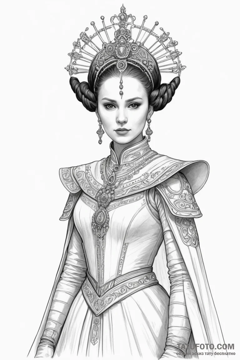 50. a sketch of queen amidala in her royal at... - эскиз тату (№1750688607_1, 23.06.2025 14:23) — Tatufoto.com