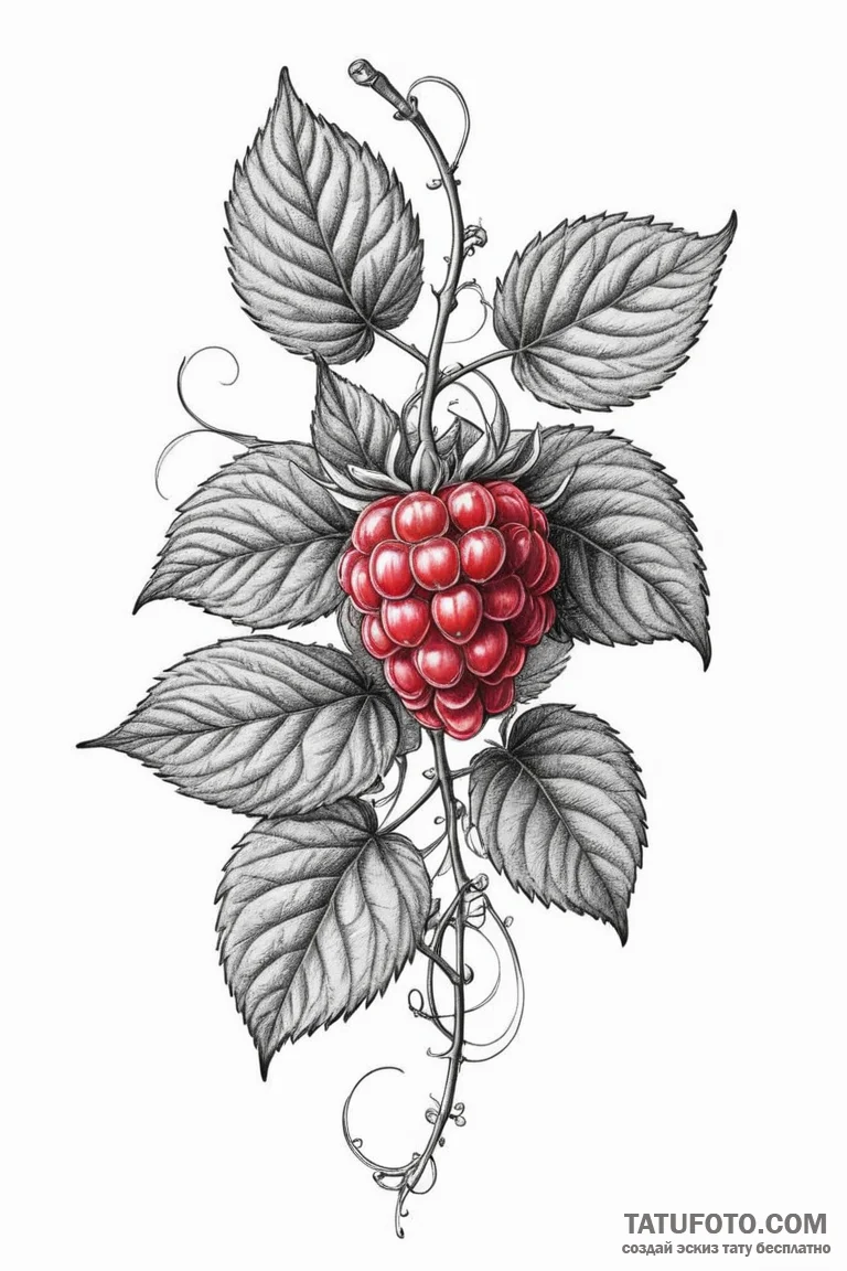 Raspberry - эскиз тату (№1750688770_0, 23.06.2025 14:26) — Tatufoto.com