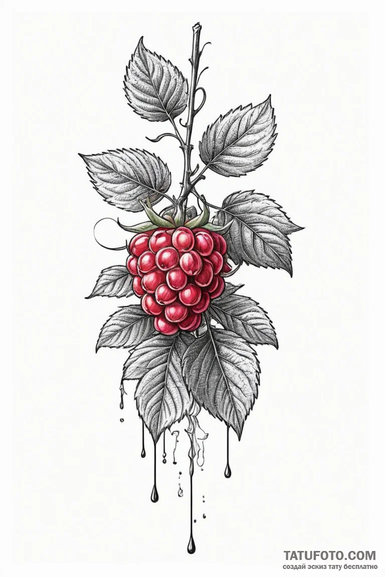 Raspberry - эскиз тату (№1750688770_1, 23.06.2025 14:26) — Tatufoto.com