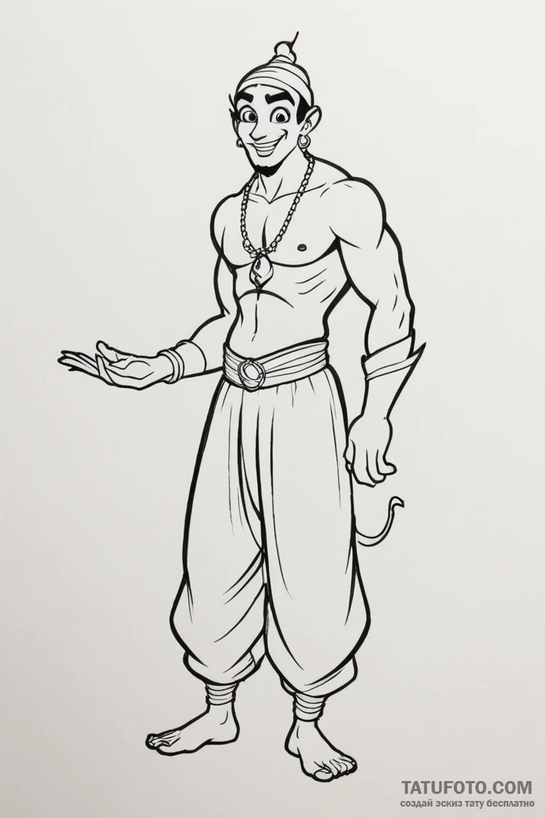 A sketch of the genie from aladdin, "you ain'... - эскиз тату (№1750688939_1, 23.06.2025 14:28) — Tatufoto.com