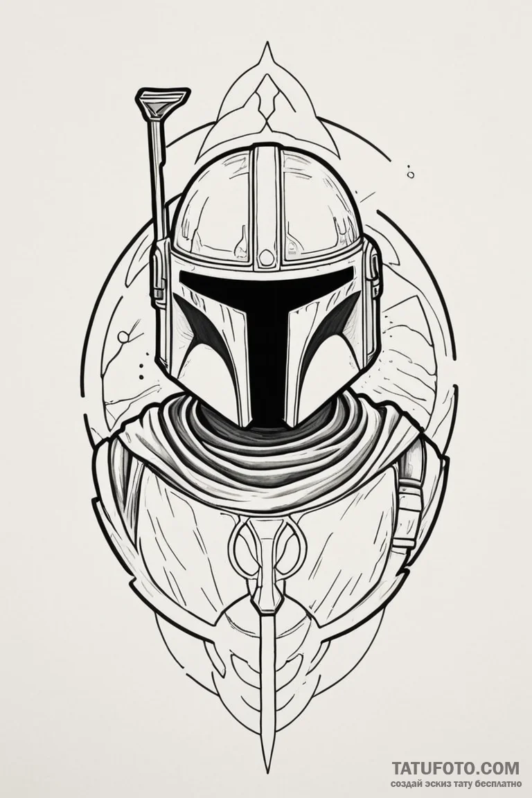 Linework design of the "this is the way" mant... - эскиз тату (№1750689026_1, 23.06.2025 14:30) — Tatufoto.com