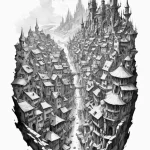 A watercolor sketch of the city of piltover v… — эскиз тату (№1750690355_0, 23.06.2025 14:52) — Tatufoto.com