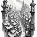 A watercolor sketch of the city of piltover v… — эскиз тату (№1750690355_1, 23.06.2025 14:52) — Tatufoto.com