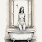 A watercolor sketch of room 237, with the gho… — эскиз тату (№1750690437_0, 23.06.2025 14:53) — Tatufoto.com