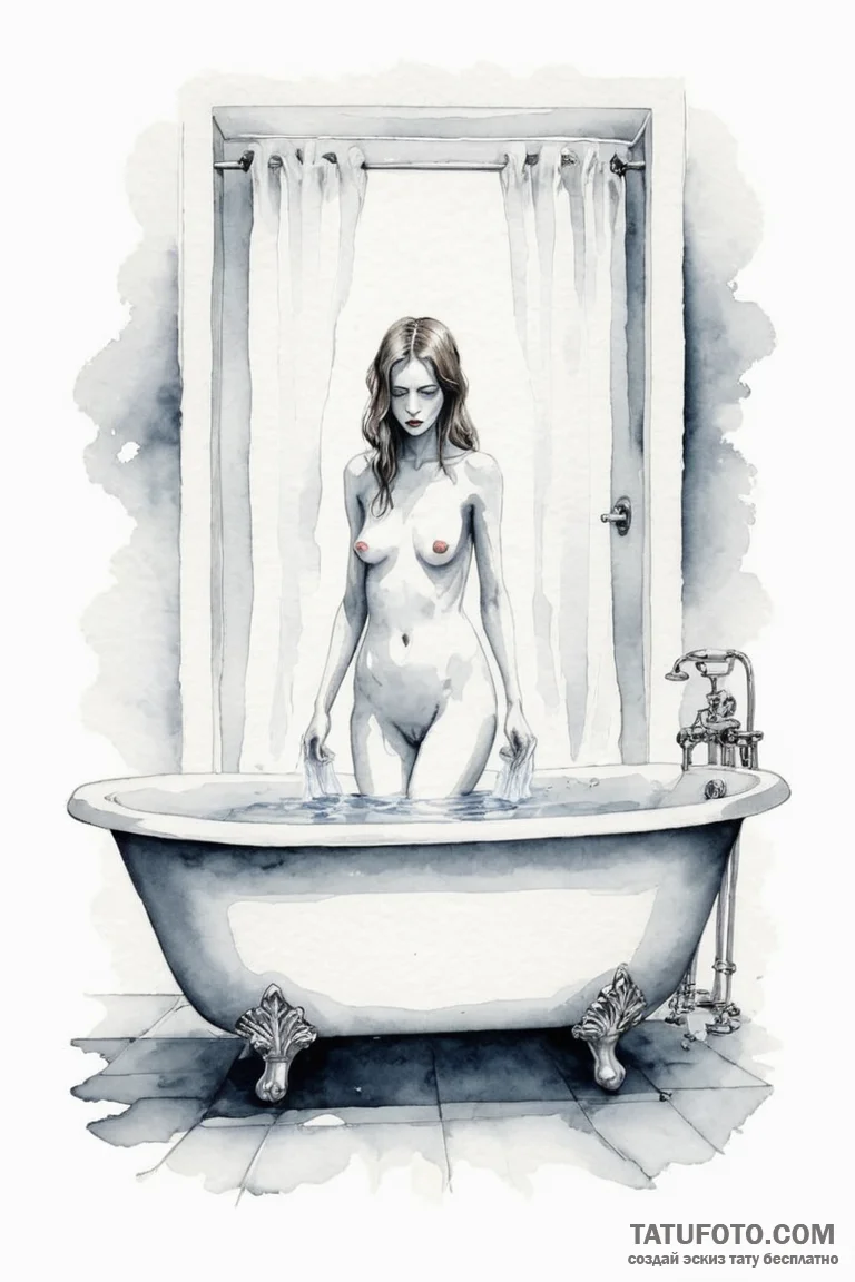 A watercolor sketch of room 237, with the gho... - эскиз тату (№1750690437_1, 23.06.2025 14:53) — Tatufoto.com
