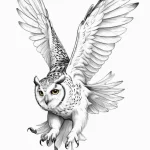 A sketch of hedwig the owl in flight. — эскиз тату (№1750693196_0, 23.06.2025 15:39) — Tatufoto.com