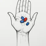 A dotwork tattoo of the red pill and the blue… — эскиз тату (№1750693656_0, 23.06.2025 15:47) — Tatufoto.com