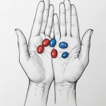 A dotwork tattoo of the red pill and the blue… — эскиз тату (№1750693656_1, 23.06.2025 15:47) — Tatufoto.com