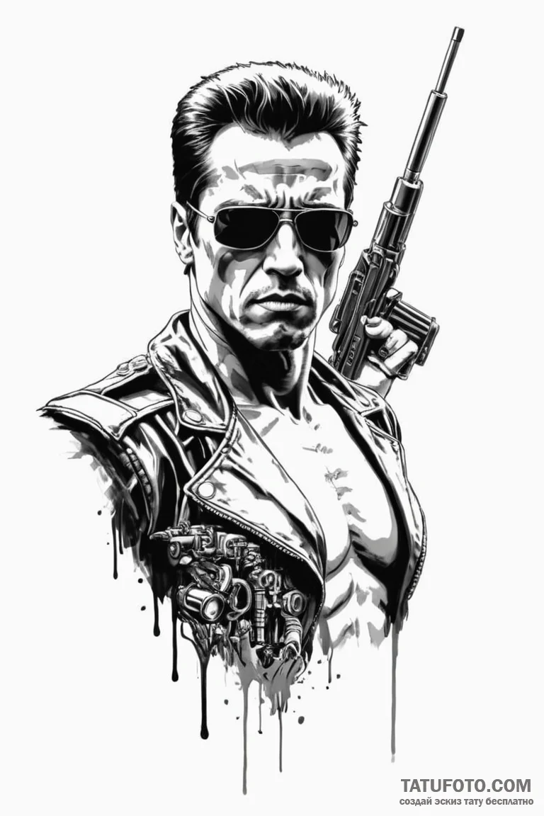 терминатор (the terminator): - эскиз тату (№1750693733_0, 23.06.2025 15:48) — Tatufoto.com