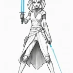 Linework tattoo of ahsoka tano with her two l… — эскиз тату (№1750693957_0, 23.06.2025 15:52) — Tatufoto.com