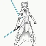 Linework tattoo of ahsoka tano with her two l… — эскиз тату (№1750693957_1, 23.06.2025 15:52) — Tatufoto.com