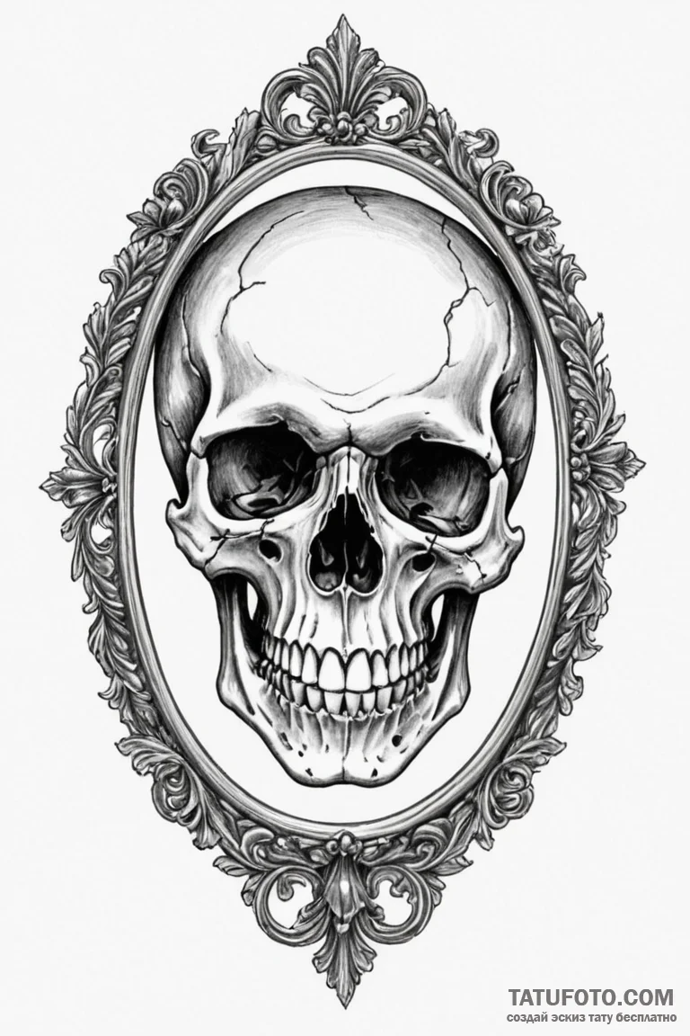 Skull in mirror - эскиз тату (№1750694042_0, 23.06.2025 15:54) — Tatufoto.com