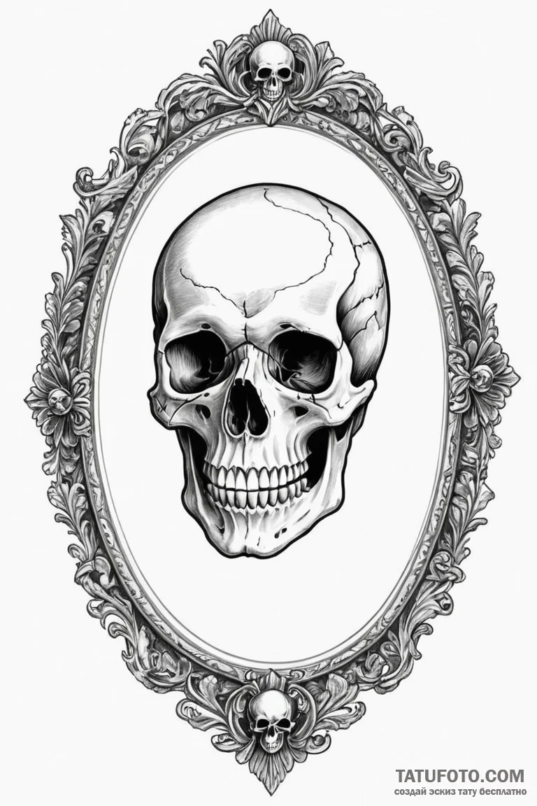 Skull in mirror - эскиз тату (№1750694042_1, 23.06.2025 15:54) — Tatufoto.com