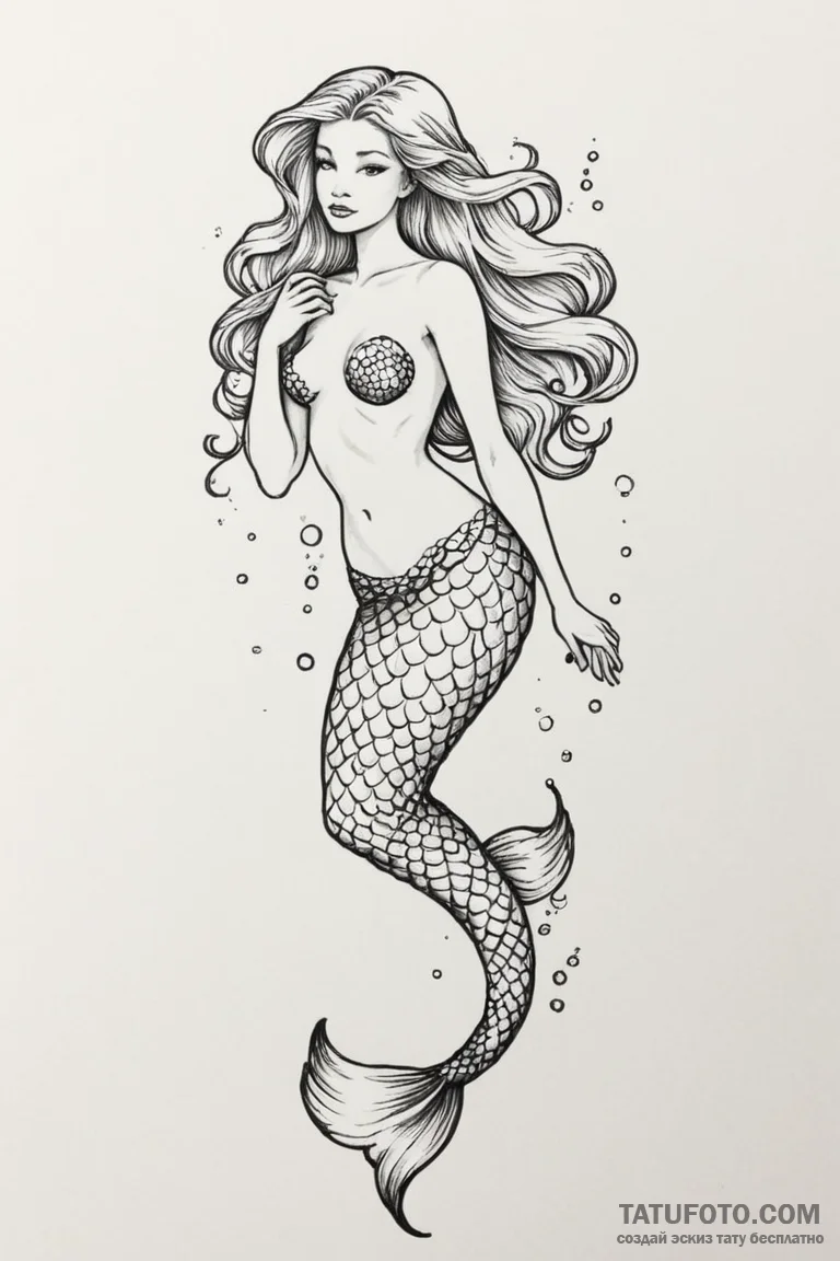 Mermaid - эскиз тату (№1750695051_0, 23.06.2025 16:10) — Tatufoto.com